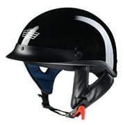 AHR RUN-C Motorcycle Half Face Helmet DOT Approved Bike Cruiser Chopper High Gloss Black S